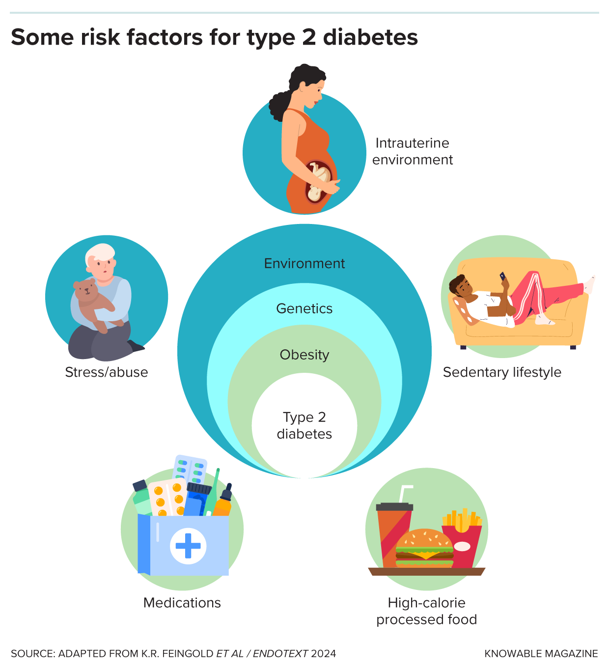 Risk factors Illustration shows some of the risk factors for type 2 diabetes.